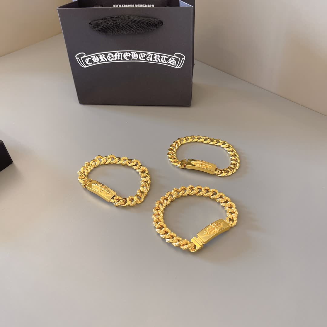 Chrome Hearts Gold-Plated Chain Bracelets